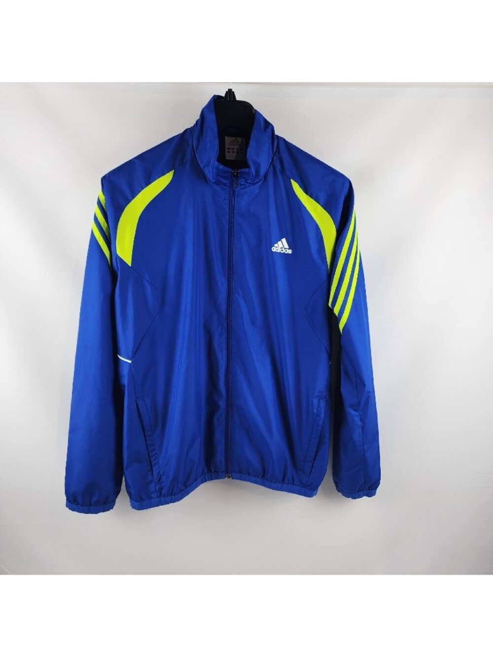 adidas Track Jacket Mens Medium Blue w Green Stripes AV1001
